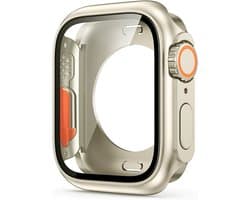 Bumper Case Geschikt voor Apple Watch Series 7 / 8 / 9 - 41mm - Full Cover Hard Case / Beschermend Hoesje Met Screenprotector - Goud