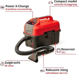Accu Nat- en Droogzuiger 10L met Slang en Mondstukken – Ergonomisch en Veelzijdig — thumbnail 4