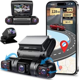 Luxe Dashcam voor Auto – Voor en Achter – Achter Draadloos – Ingebouwde WiFi – 1080P – Full HD – Ingebouwde GPS – Zwart — thumbnail 1