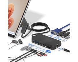 For Surface Dock, Microsoft Surface Docking Station with HDMI x2, VGA, RJ45, USB3.0, USB-C, SD, TF, Audio for Surface Pro 9/8/X/7/6/4/3, Surface Laptop 4/3/2/1, Surface Laptop go, Surface Book 3/2/1
