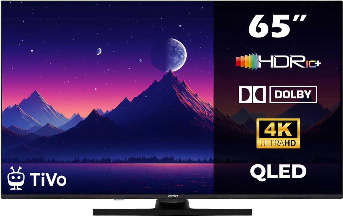 Horizon Smart TV 65 inch QLED - 4K ULTRA HD Televisie - XT Line - WiFi - Netflix - Voice Assistant - Ultra Narrow Design — afbeelding 1