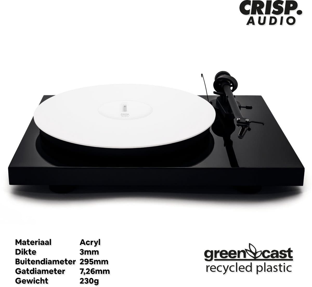 Draaitafel mat - Acryl - Mat Wit- Crisp Audio - Slipmat 12 Inch - Platenspeler — afbeelding 1