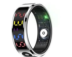 WizBay Premium Select® Smart Ring Color LED Zilver - Maat 8 - Hartslag Slaap Bloeddruk - Gesture - Multi Sport Modi