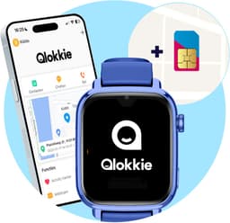 Qlokkie Kiddo Explore - GPS horloge kind - Smartwatch kinderen - GPS tracker kind met nauwkeurige locatiebepaling - GPS horloge kind met simkaart - Stel veilige zones in - SOS functie - Whatsapp - Blauw — thumbnail 1
