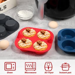 Ibenzoa® Muffin- en Bakvorm Set van Siliconen voor Airfryer en Oven, 3 Stuks, Antiaanbaklaag, Handige Handgreep — thumbnail 5