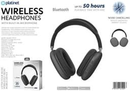 Platinet Bluetooth Hoofdtelefoon met ANC + ENC - Draadloos - 50 Uur Batterij - Ruisonderdrukking - Microfoon - Grijs — thumbnail 3