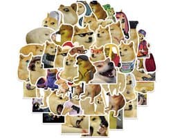 Winkrs | Doge Stickers | grappige honden stickers, meme, dogecoin | 50 stickers voor laptop, smartphone, muur, agenda etc. voor volwassenen