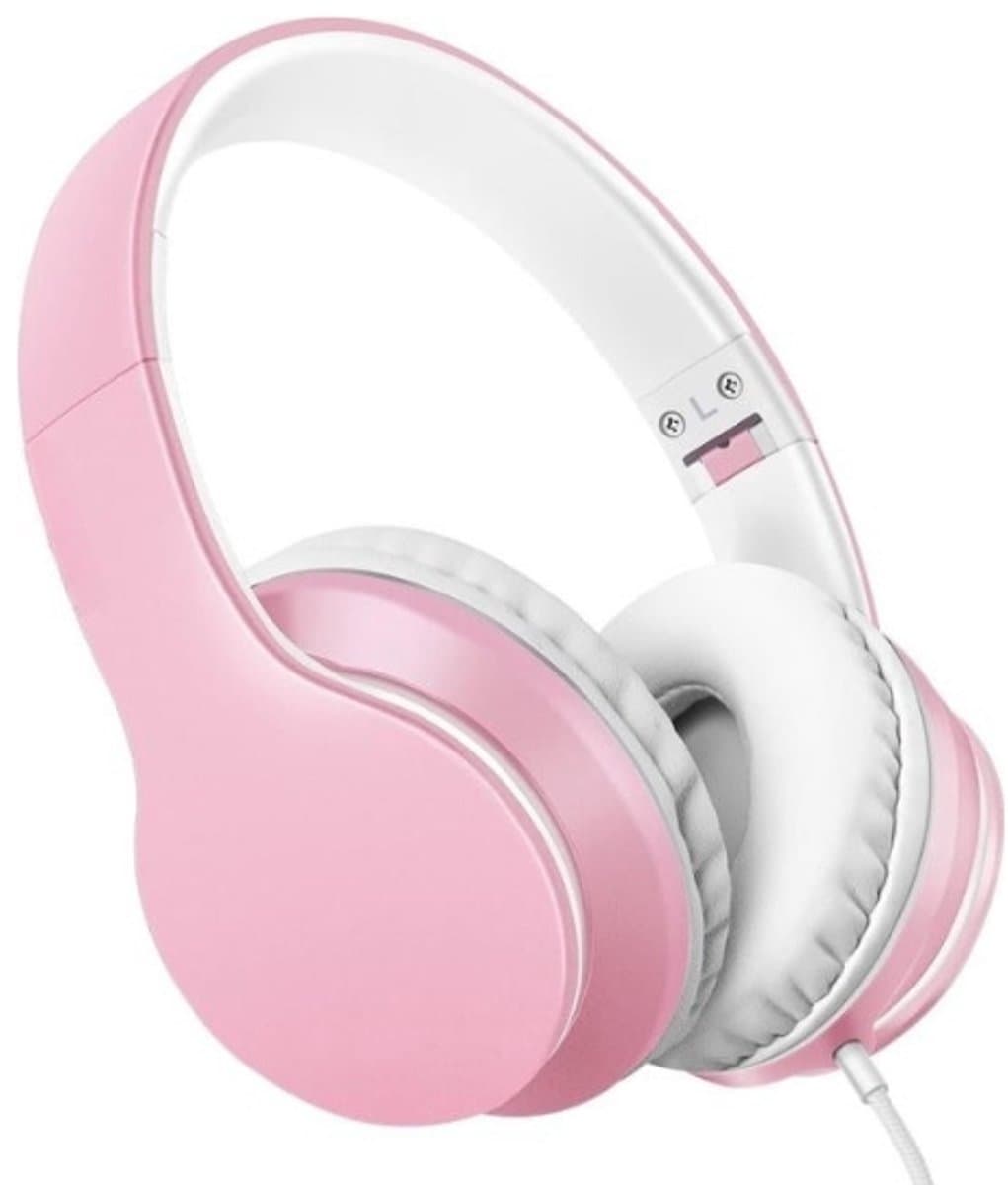 StayPowered Koptelefoon - Ingebouwde Microfoon - Lichtgewicht - Hoogwaardig Materiaal - Ademende Kussens - Roze/Wit - 1,5m lange Snoer - Opvouwbaar en Draagbaar - 3,5mm Aansluiting - Levering Sneller dan Aangegeven! — afbeelding 1
