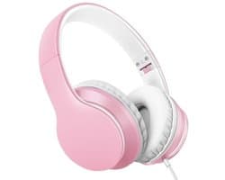 StayPowered Koptelefoon - Ingebouwde Microfoon - Lichtgewicht - Hoogwaardig Materiaal - Ademende Kussens - Roze/Wit - 1,5m lange Snoer - Opvouwbaar en Draagbaar - 3,5mm Aansluiting - Levering Sneller dan Aangegeven!