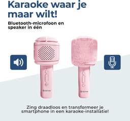 Denver Karaoke Microfoon Bluetooth – Draadloos – Speaker met Fluffy Afwerking – Karaoke Set – AUX - MicroSD – KMS30RO — thumbnail 2