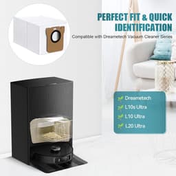 PolkaHome® 12 stuks stofzakken compatibel met Dreame L10s Ultra / L10s Pro Ultra / L10 Ultra / L20 Ultra / L30 Ultra / Xiaomi X10+ / X20+ / X40 Ultra – Grote capaciteit, stofzuiger stofzak, reserveonderdelen en accessoireset, stof zakken — thumbnail 4