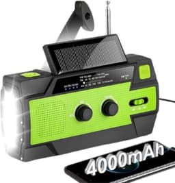 Noodradio Solar Opwindbaar en Batterij - Noodpakket - Draagbare Survival Radio - 4000 mAh - Powerbank Zonneenergie - Bouwradio - Zaklamp – Rood — thumbnail 1