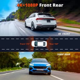 Auto DVR-camera - Dashcam - 64G, Full 4K HD 1080p, 2 lenzen, WiFi, GPS, parkeerbewaking, 3 inch, 170 graden hoek, Loop-opname, Nachtzicht — thumbnail 4