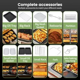 Heteluchtfriteuse – Airfryer - Airfryer Oven XXL - 23L - Dubbele Lades - 2200W - 240V - LED Touchscreen – 15 Programma’s - Kijkvenster - Zwart — thumbnail 4