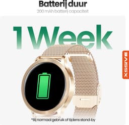 Xssive SW10 Smartwatch Dames - AMOLED - Hartslagmeter - Slimme Horloge - Rosé Goud met Milanese & Siliconen Bandje — thumbnail 2