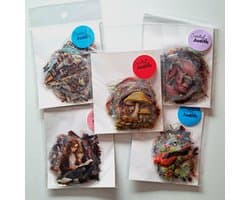 200 Transparante stickers bundel - 200 stickers - thema paddestoel, draken, vogels, reizen, planner - bullet journal stickers - scrapbook - laptop stickers - volwassenen en kinderen