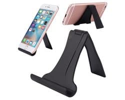 Universele Opvouwbare Smartphone Standaard I E-Reader Stand I Telefoonhouder I Kunststof I Inklapbare Standaard I Zwart