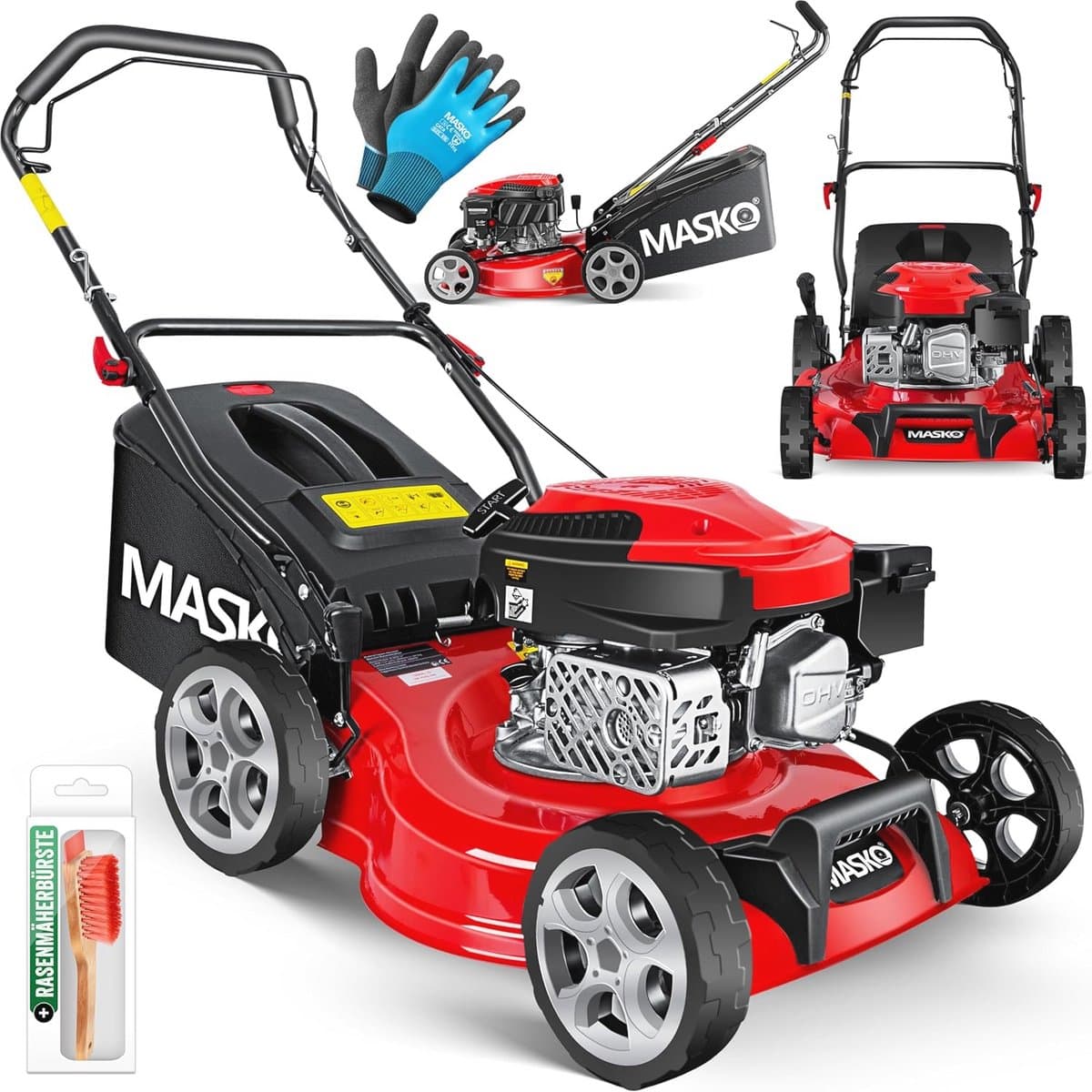 Benzine Grasmaaier 3-in-1 met Mulchfunctie en Duwfunctie | 51 cm Maaibreedte, 8-Standen Maaihoogte en 65L Opvangbak — afbeelding 1