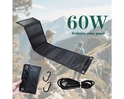 Zonnepaneel - 60W - USB-uitgangen - Opladen op zonne-energie - Compatibel met telefoons en laptops - noodpakket