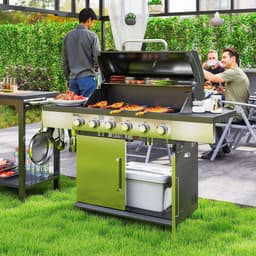 Gasbarbecue - Gasbarbecue en grill - 6 Branders - Met slang en thermometer - zilver — thumbnail 3