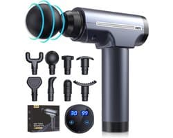 Massagepistool voor diepe weefselmassage - 30 snelheden, 8 massagekoppen, LCD-aanraakscherm