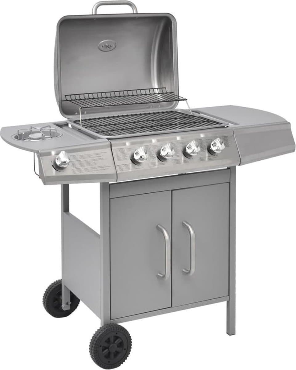 vidaXL Gasbarbecue 4+1 kookzone zilver — afbeelding 1