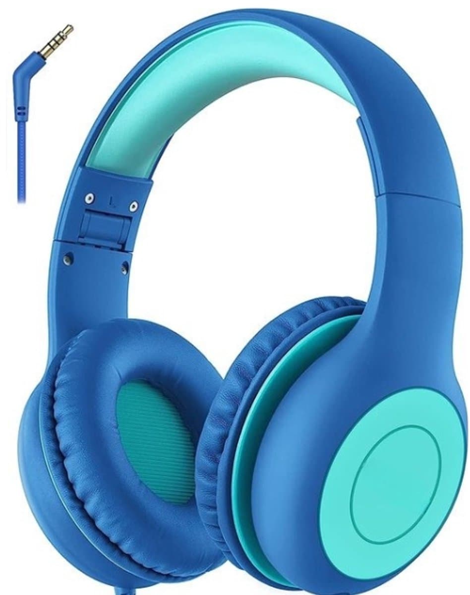 Intelectro Koptelefoon voor Kinderen - Veiligheid en Plezier in Eén! - Hoogwaardige Stereogeluid - Comfortabele Draagervaring - HD Microfoon - Ingebouwde Volumeregeling - Brede Compatibiliteit en Audio Delen - Blauw - Levering Sneller dan Aangegeven! — afbeelding 1