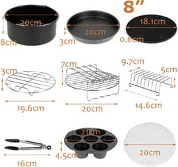 12-delige accessoireset voor heteluchtfriteuse - voor heteluchtfriteuse, bakplaten, taartpan 8 inch — thumbnail 3