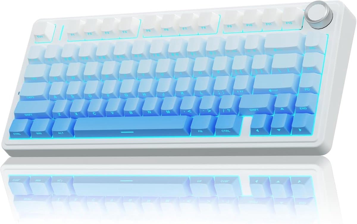EPOMAKER x AULA F75 - Blauw - Side Printed - Mechanisch Draadloos Toetsenbord - RGB - 75% - QWERTY - Gaming Keyboard - LEOBOG Reaper Switch — afbeelding 1