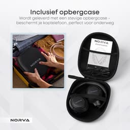 Norva P70 - Draadloze Noise Cancelling Koptelefoon - Bluetooth 5.3 Headphones - Over-ear Hoofdtelefoon - Met Microfoon en Opbergcase - 60u Batterij - Zwart — thumbnail 9