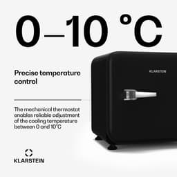 Klarstein Audrey Evo 43L minikoelkast - retro design, stil (40 dB), compressor, verstelbare pootjes, omkeerbare deur, kleine koelkast voor slaapkamers en kantoren, zwart — thumbnail 9