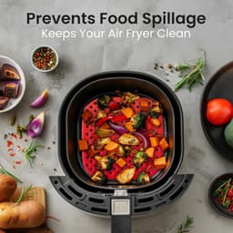 2-pack - Airfryermat - Siliconen Airfryer Liners - 7,5 inch herbruikbare siliconen matten van voedingskwaliteit - antiaanbaklaag en hittebestendige accessoires voor Airfryer - Zwart en rood — thumbnail 5