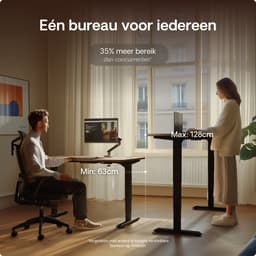 Desktronic HomePro Zit-sta Bureau Elektrisch In Hoogte Verstelbaar, 180x80cm Zwart/Notenhout, Stille Dubbele Motor, Hoogte 62-126cm — thumbnail 5