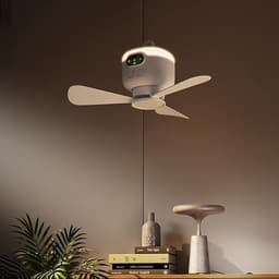Kampeerventilator 8000mAh op batterijen, draagbare, oplaadbare tentventilator met afstandsbediening, plafondventilatorlamp met 3 afneembare ventilatorbladen, timer, 4 snelheden met afstandsbediening geschikt voor buiten, wit — thumbnail 4