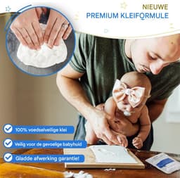 Baby Hand- en Voetafdruk Kit - Bubzi Co - Niet-Giftige Luchtdrogende Klei - Herinneringslijst - Voor Pasgeborenen & Nieuwe Moeders - Wit — thumbnail 2