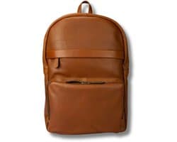 Leren Rugzak Laptop 15.6 inch – Cognac – Laptoptas - Rugzak - Business & School – Echt Leer – Trolleyband – Comfortabel – Just Lioné Noah