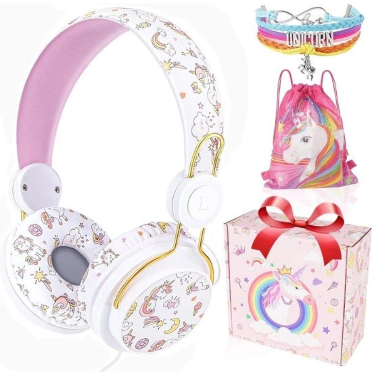 StayPowered Kinderheadset - Schattige Dinosaurusontwerp voor Comfortabel Luisterplezier! - Geïntegreerde Microfoon - Inclusief Geschenkdoos - Uitgebreide Volumecontrole - Schattig Cartoondesign - Wit - Levering Sneller dan Aangegeven! — afbeelding 1