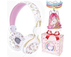 StayPowered Kinderheadset - Schattige Dinosaurusontwerp voor Comfortabel Luisterplezier! - Geïntegreerde Microfoon - Inclusief Geschenkdoos - Uitgebreide Volumecontrole - Schattig Cartoondesign - Wit - Levering Sneller dan Aangegeven!
