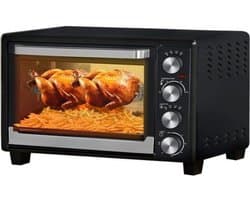 Luxe Heteluchtoven – Airfryer – Oven – Heteluchtfriteuse – RVS Handgreep – Dubbel Versterkt Glas – Convectieventilator – 2000W – Zwart