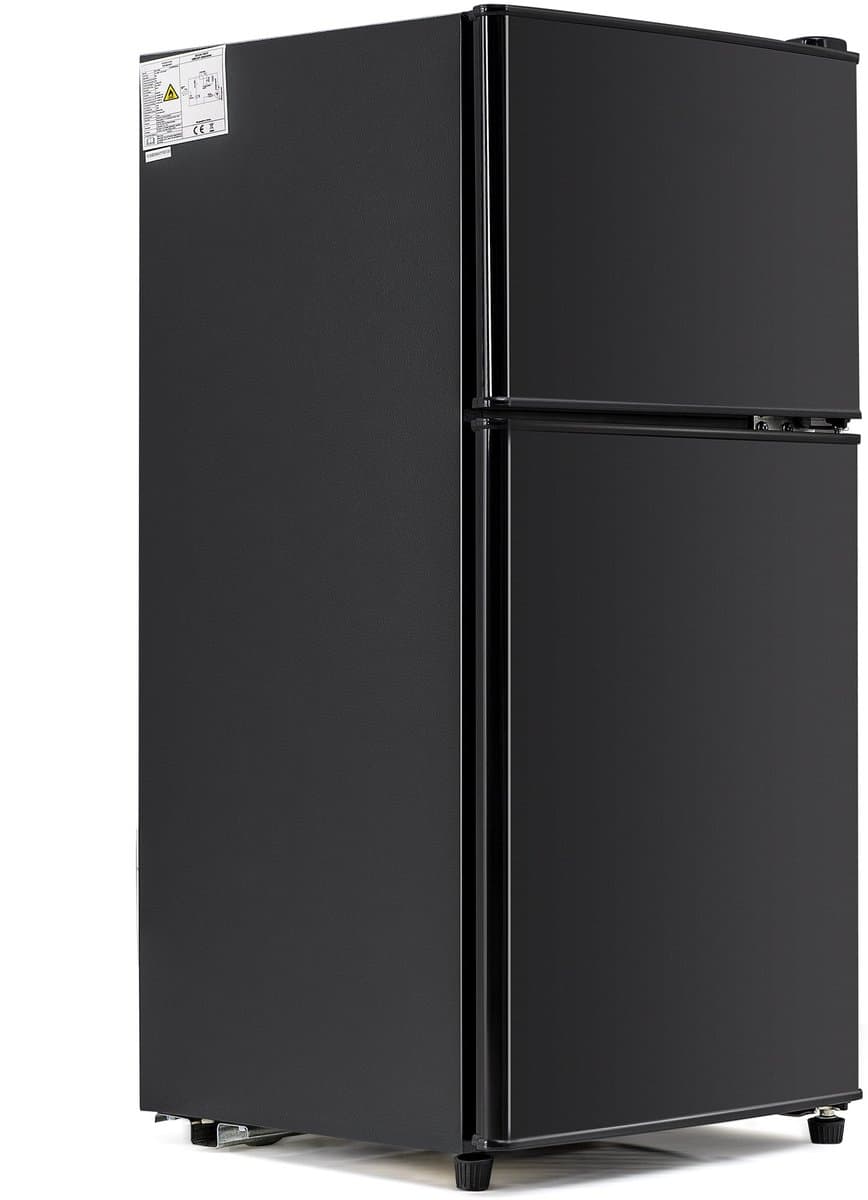 Merax Mini Koelkast - Koel-vriescombinatie 60L – 2-deurs – 22L Vriezer met 38L Koelruimte – Energieklasse E – LED Verlichting – Zwart – Compact Design — afbeelding 1