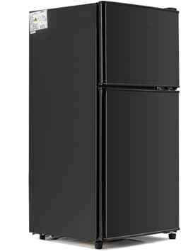 Merax Mini Koelkast - Koel-vriescombinatie 60L – 2-deurs – 22L Vriezer met 38L Koelruimte – Energieklasse E – LED Verlichting – Zwart – Compact Design — thumbnail 1