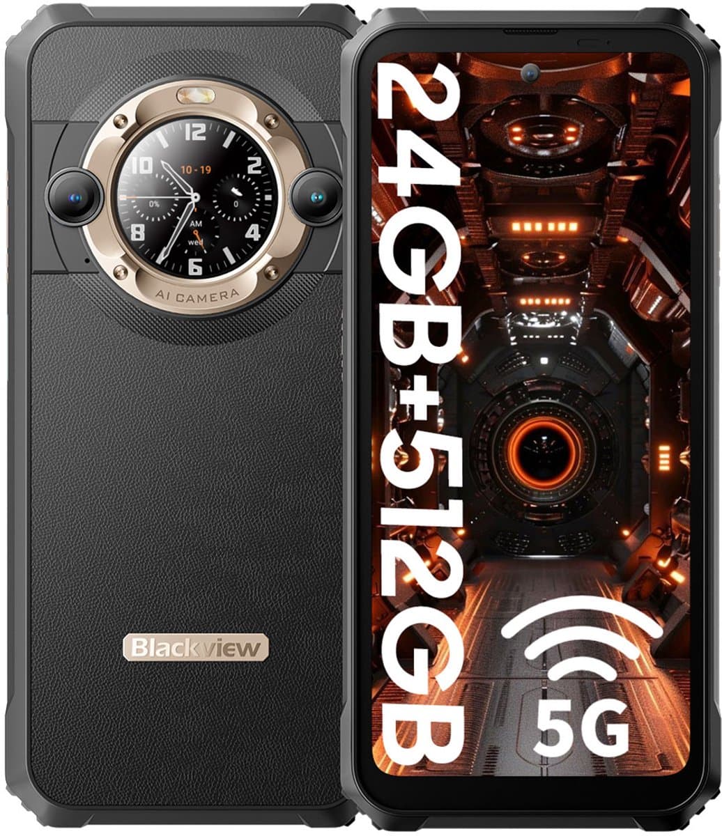 Blackview BL9000 - Robuuste Smartphone - 5G - 24GB RAM - 512GB - 120Hz 6.78'' FHD - 8800mAh/120W - 50MP+50MP - IP68 Waterdicht - 1.32" Achterkant Dsiplay - NFC - GPS - Goud — afbeelding 1