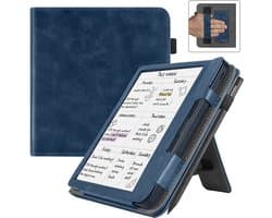 BukkitBow - Beschermhoes geschikt voor Kobo Libra Colour - E-reader Cover - Smart Sleep Cover - Zacht Motief - Donker Blauw