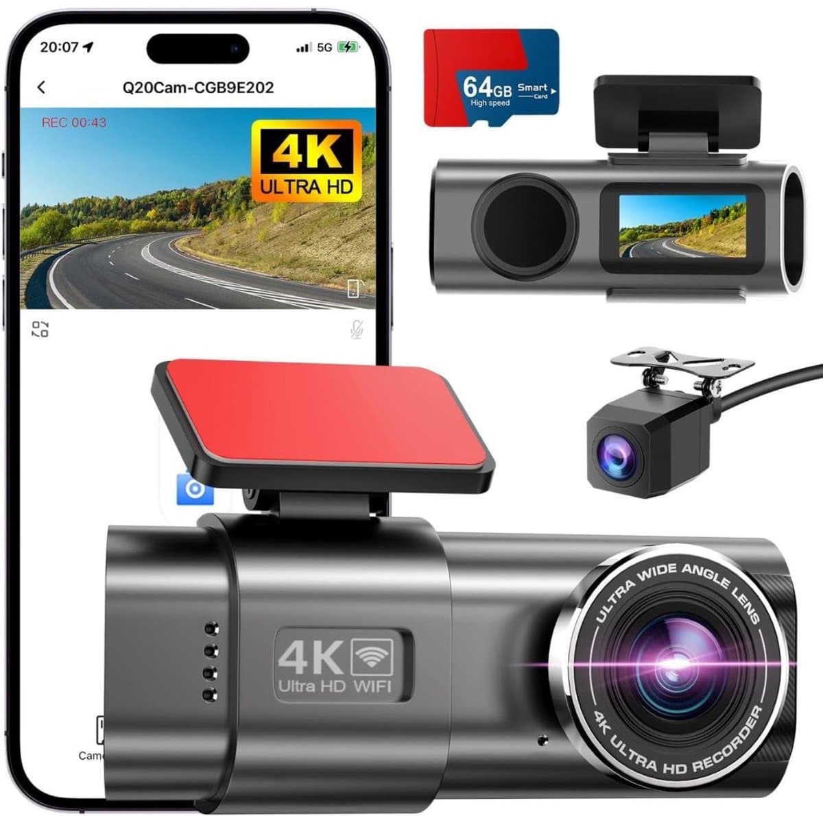 Dashcam voor Auto - Dual - Camerabewaking - Full HD - Zwart — afbeelding 1