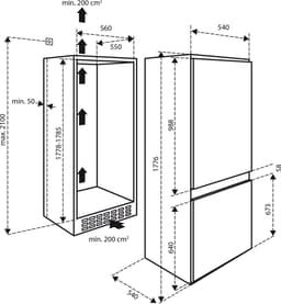 Inventum IKV1782S 178 cm inbouw koel-vriescombinatie - 242 liter - Koelkast met vriesvak 60 liter - 2 groentelades - Led-verlichting - Sleepdeur - Wit — thumbnail 5