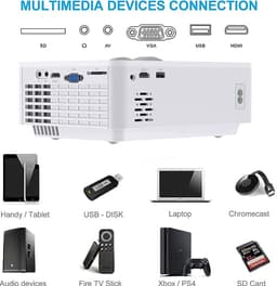 Mini Beamer, Home Cinema Beamer Ondersteunt 1080P Full HD, 7000 Lumen Video Beamer met 300'' Display, 120000 uur LED Projector Compatibel met HDMI/USB/SD/AV/VGA — thumbnail 1