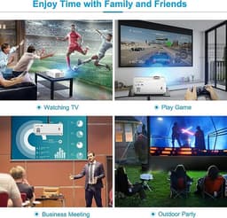 Mini Beamer, Home Cinema Beamer Ondersteunt 1080P Full HD, 7000 Lumen Video Beamer met 300'' Display, 120000 uur LED Projector Compatibel met HDMI/USB/SD/AV/VGA — thumbnail 5