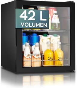 Heinrich's HKG3142 mini koelkast met glazen deur zwart 42 liter - glasdeur - doorzichtige deur - barkoelkast - vitrinekoelkast - bierkoelkast - kleine koelkast - minibar - modern - voor eten en drinken - drankenkoelkast - energielabel E - 43 decibel — thumbnail 4