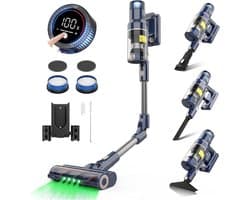 Steelstofzuiger Draadloos - 7-in-1 Stofzuiger - 4 Vermogensniveaus - 480W - 65 Minuten Looptijd - 180 Graden Opvouwbaar