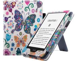 Case2go - E-reader Hoes geschikt voor Kindle Paperwhite (2021) - Sleepcover - Auto/Wake functie - Met handstrap - Vlinder